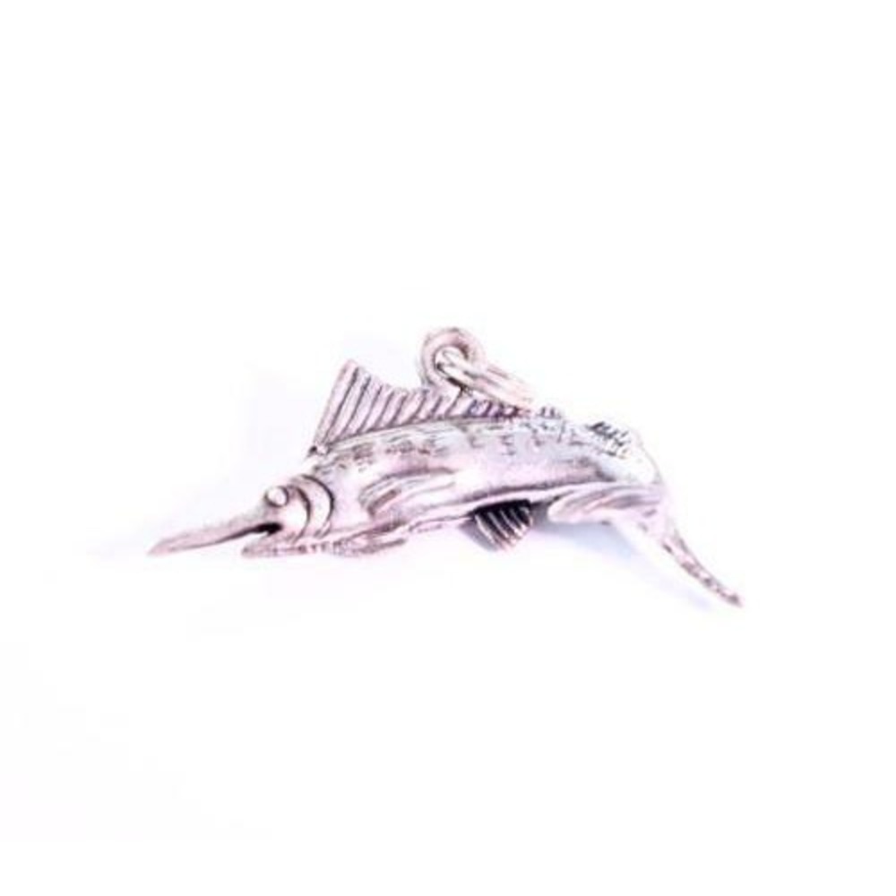 VINTAGE STERLING SILVER MARLIN FISH CHARM PENDANT‎ NAUTICAL SWORDFISH 925 3D